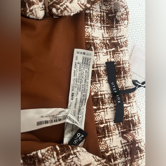 Uterque Asymmetrical A-line Midi Skirt in Brown and Cream - Picture 2 of 11